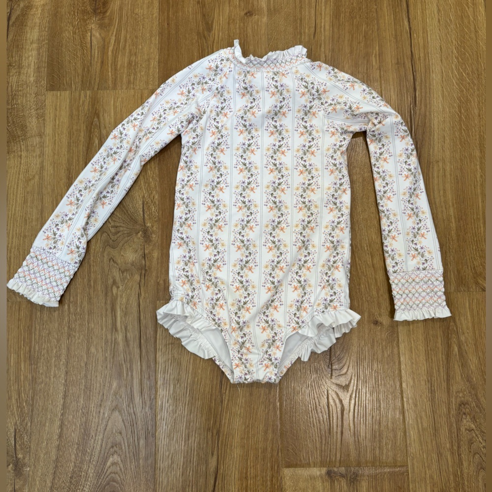 Sun House Children’s Smocked One piece rash guard swimsuit